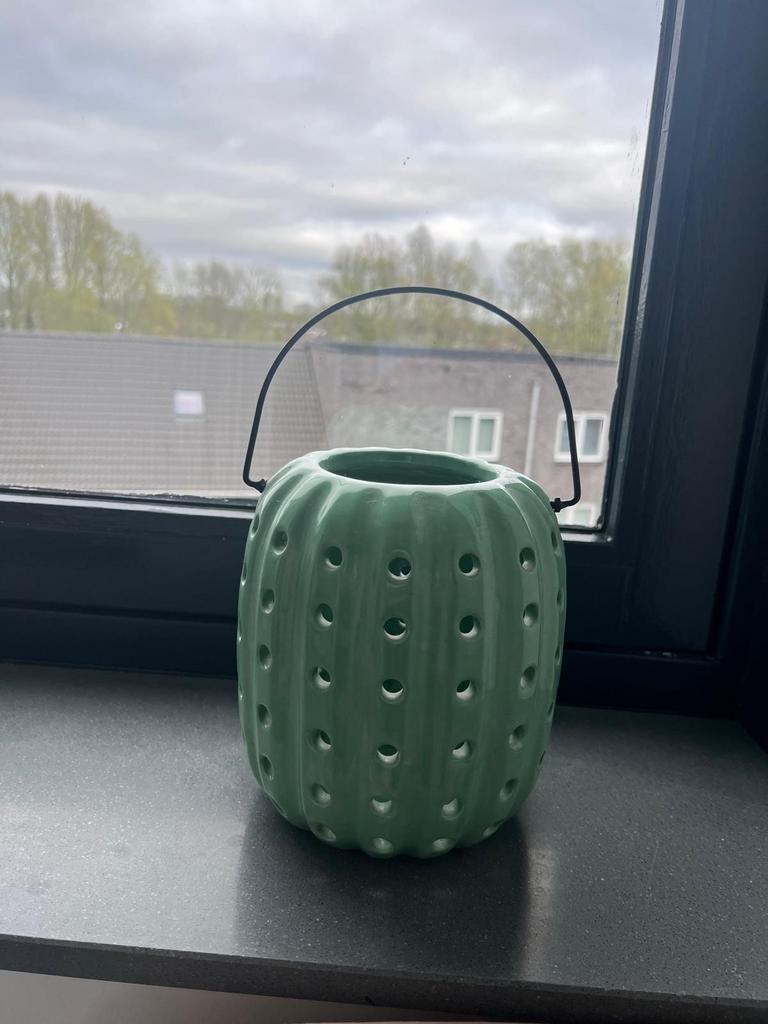 Leuke groene en licht roze cactus vaas, Ophalen