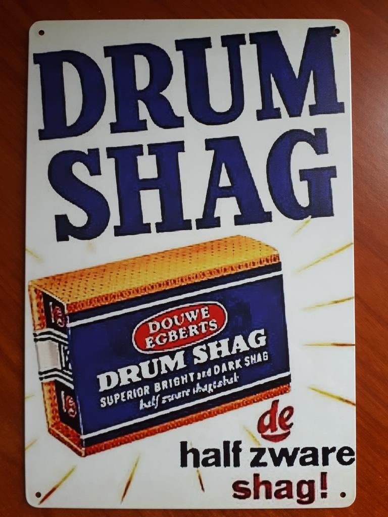 Drum Shag 20x30 cm Reclamebord, Verzamelen, Merken en Reclamevoorwerpen, Ophalen of Verzenden, Nieuw, Reclamebord