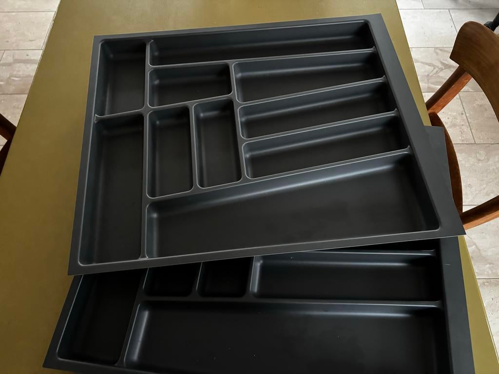 KVIK Bestekbakken Donkergrijs - Extra Diepe Lades 60 cm, Huis en Inrichting, Ophalen, Zo goed als nieuw, Kunststof, Los bestek