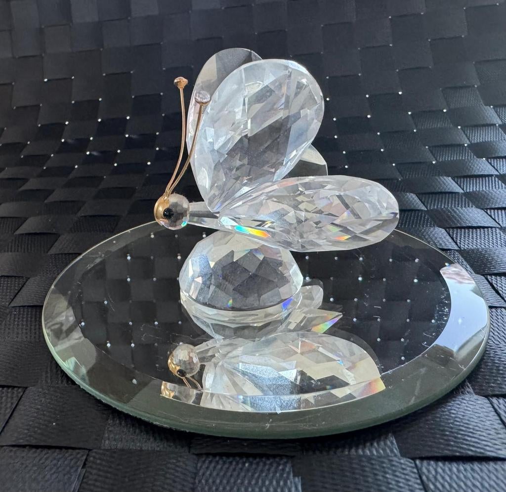Swarovski Vlinder met Spiegelplaat - Kristallen Decoratie, Ophalen, Zo goed als nieuw, Figuurtje