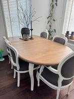 Elegante uitschuifbare eettafel met 11 stoelen, Huis en Inrichting, Tafels | Eettafels, Ophalen, Gebruikt, 100 tot 150 cm, Eikenhout