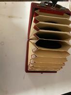 Vintage platenkoffer voor 10 inch singles - Rood, Ophalen of Verzenden, Gebruikt, 10 inch