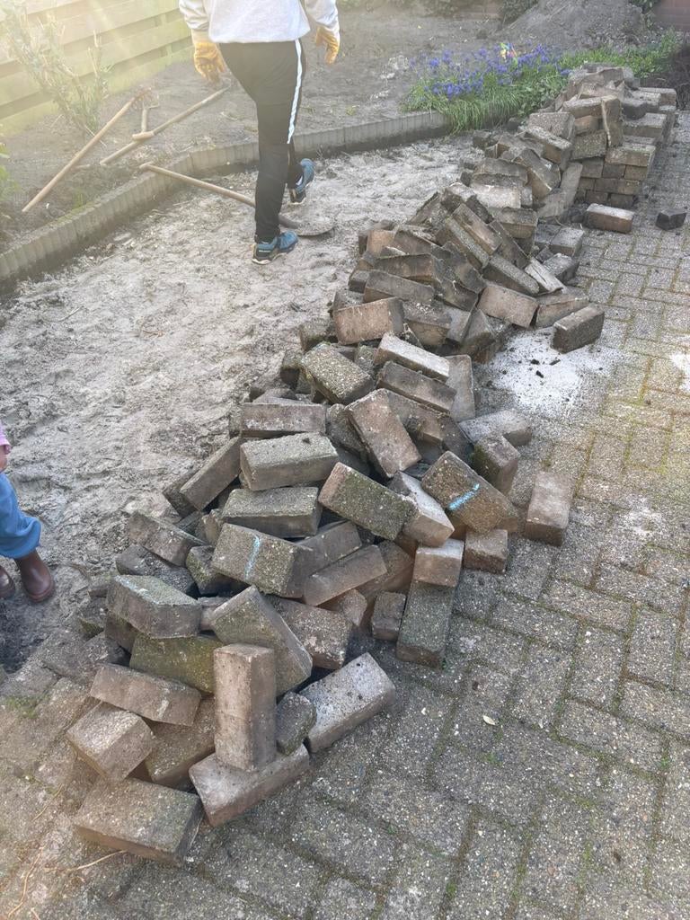 Klinkers gratis, Tuin en Terras, Tegels en Klinkers, Ophalen, Gebruikt, 10 m² of meer