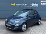 Fiat 500 0.9 Turbo Lounge *schuifdak *cruise *blauw metallic, Auto's, Fiat, Voorwielaandrijving, Gebruikt, Zwart, Leder en Stof