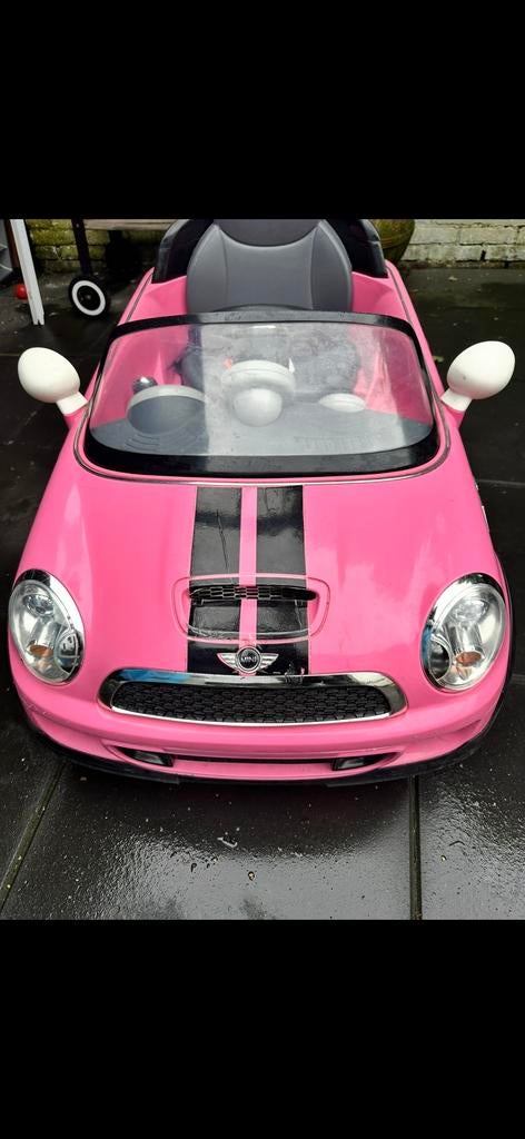 Schattige roze Mini Cooper accu-auto voor kinderen, Ophalen of Verzenden, Zo goed als nieuw