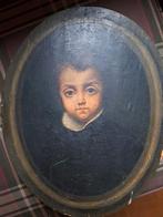 Vroeg Antiek paneel kind, Ophalen of Verzenden