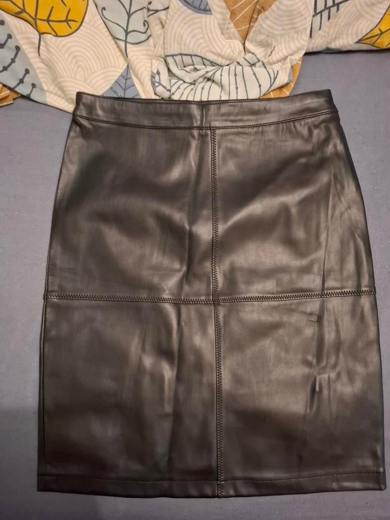 Leren rok, Ophalen of Verzenden, Zo goed als nieuw, Zwart, Boven de knie