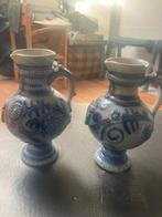 Set van 2 antieke zoutglazuur kruiken, blauw/grijs, Ophalen