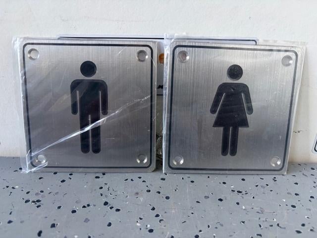 Set 2 x Oxloc pictogram rvs bordje dames heren toilet, Ophalen of Verzenden, Nieuw, Oxloc