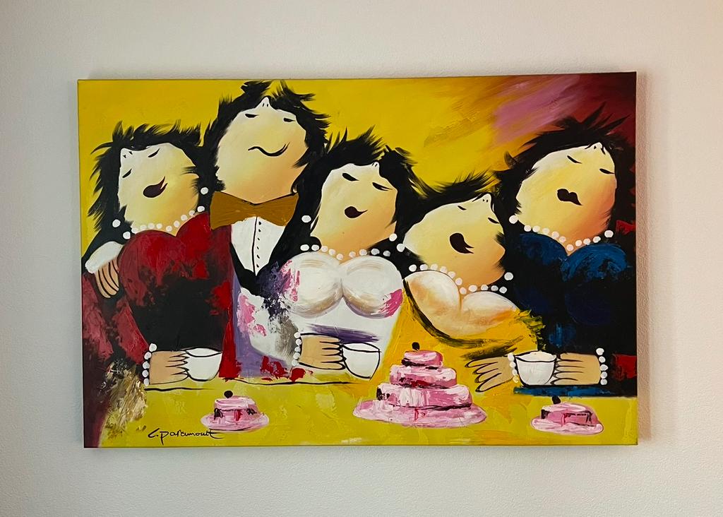 L. PARAMOUNT schilderij ‘De Dikke Dames’ 120x80cm (modern), Antiek en Kunst, Kunst | Schilderijen | Modern, Ophalen of Verzenden