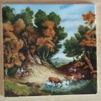 tegel de koeienjongen voorstelling  Royal Schwabap, volgnr 7, Antiek en Kunst, Antiek | Wandborden en Tegels, Ophalen of Verzenden