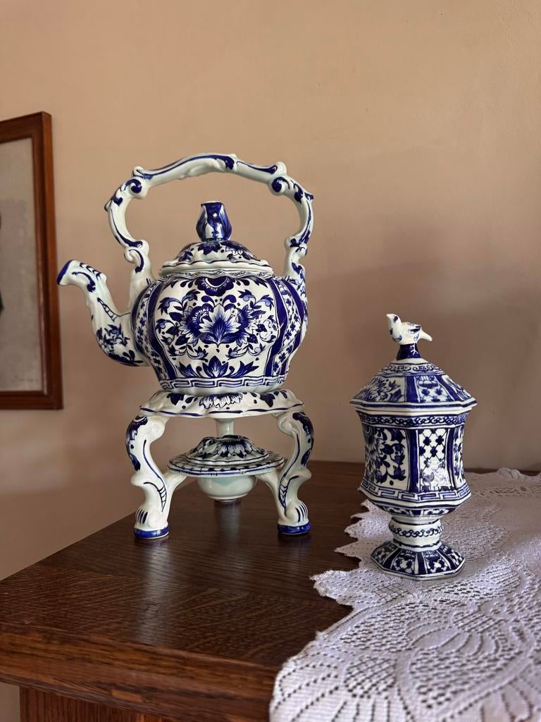 Boch Delfts Blauw Theestoofje en Theebeurs 'Amsterdam', Ophalen