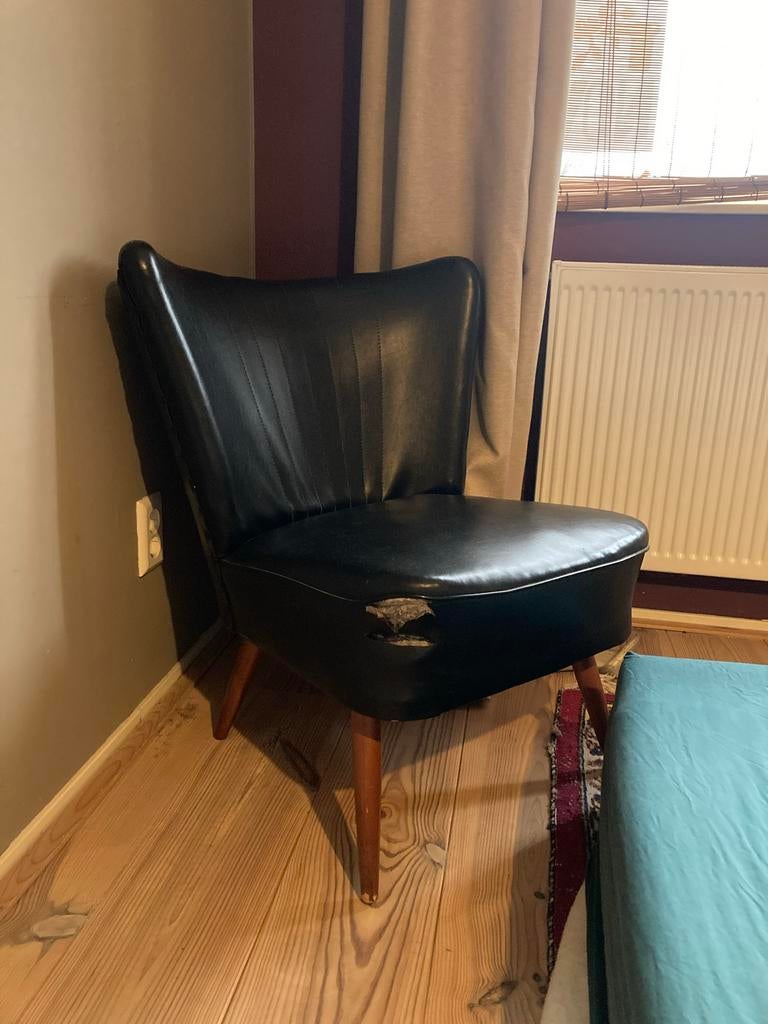 Vintage cocktail stoel zwart - opknapper, Ophalen