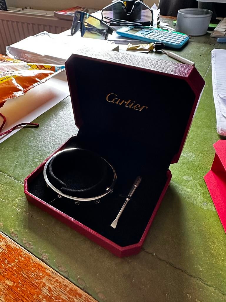 Cartier Love Armband Zilver 19cm, Sieraden, Tassen en Uiterlijk, Armbanden, Ophalen of Verzenden, Gebruikt, Zilver