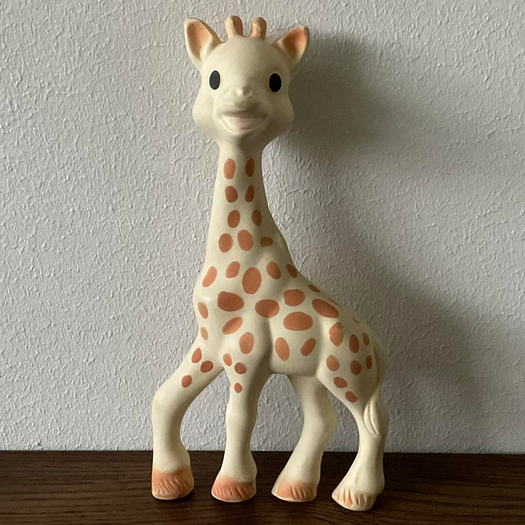 OUD SPEELGOED VAN RUBBER KNIJP PIEP BEEST FIGUUR GIRAFFE, Antiek en Kunst, Ophalen of Verzenden