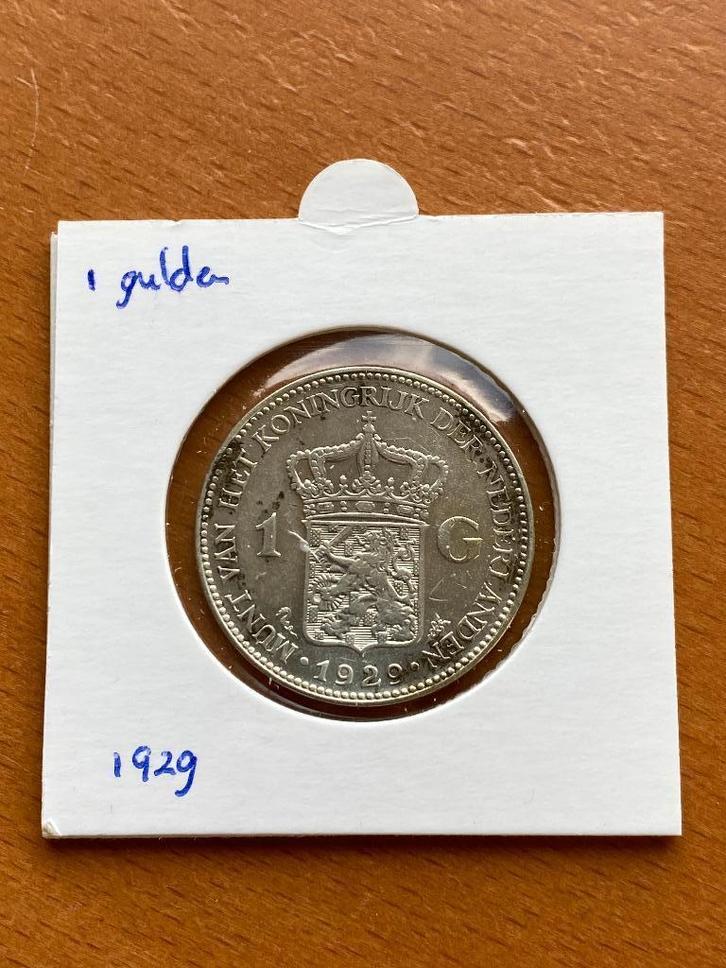 1 gulden zilver 1929 Wilhelmina (1), Postzegels en Munten, Munten | Nederland, 1 gulden, Koningin Wilhelmina, Zilver, Ophalen of Verzenden