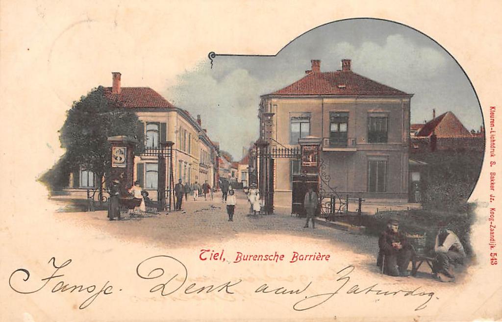 Tiel, Burensche Barrière Betuwe Burg. Hasselmanplein, Verzamelen, Ansichtkaarten | Nederland, Ophalen of Verzenden, Voor 1920