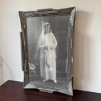 Art Deco Zilverkleurige Lijst met Foto, Communie Foto 1930, Ophalen