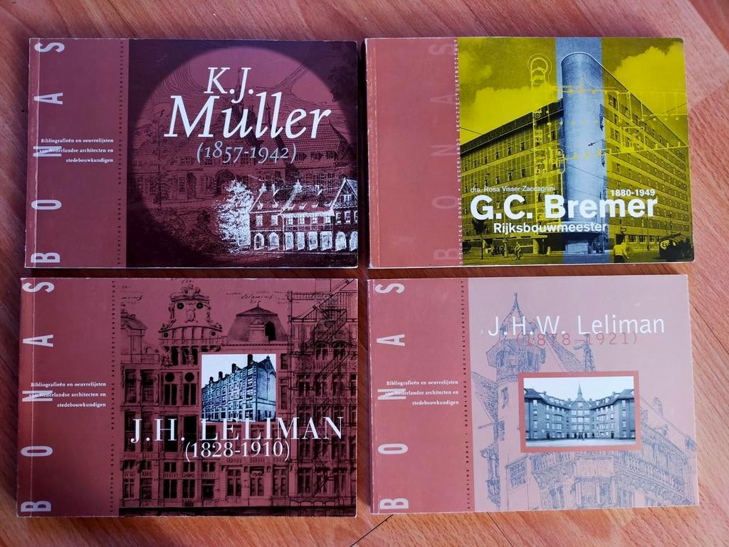 4 delen  uit de BONAS-reeks (architecten en stedebouwers), Boeken, Ophalen of Verzenden, Zo goed als nieuw, Architecten
