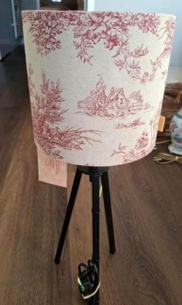 Handgemaakte lampenkap met landelijk patroon roodtinten, Ophalen of Verzenden, Nieuw, Landelijke stijl