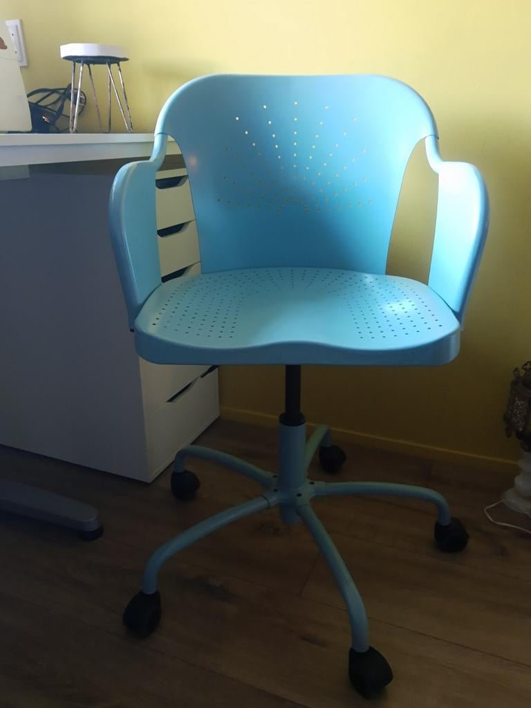Vintage IKEA petrol turquoiseblauwe verstelbare bureaustoel, Huis en Inrichting, Bureaustoelen, Zo goed als nieuw, Bureaustoel