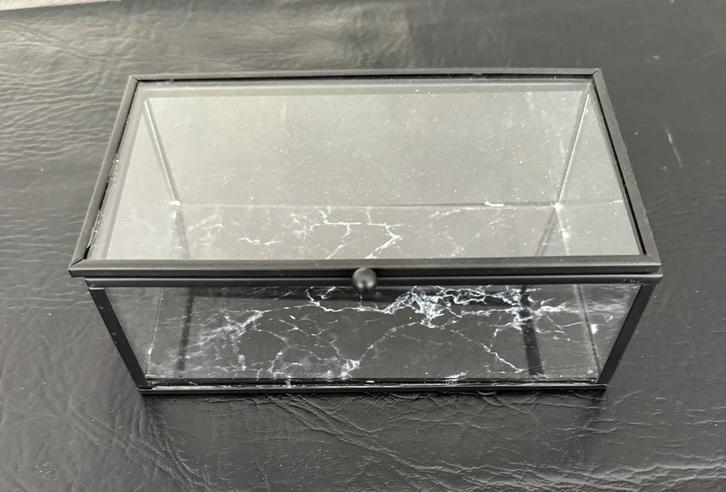 Glazen opbergdoosje theedoos 18 x 10 x 7,5 cm, Diversen, Bureau-accessoires, Zo goed als nieuw, Ophalen of Verzenden