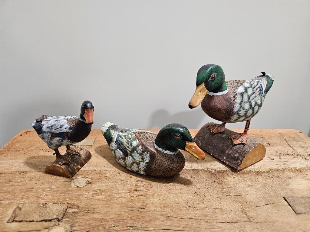 3 OUDE BROCANTE HOUTEN EENDEN, Ophalen of Verzenden