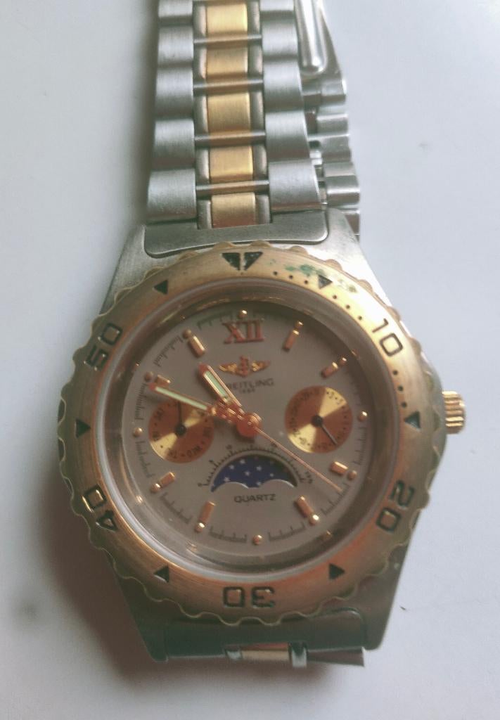 Breitling vintage dames Chrono21 staal 38cm., Sieraden, Tassen en Uiterlijk, Horloges | Dames, Overige merken, Staal, Staal, Polshorloge