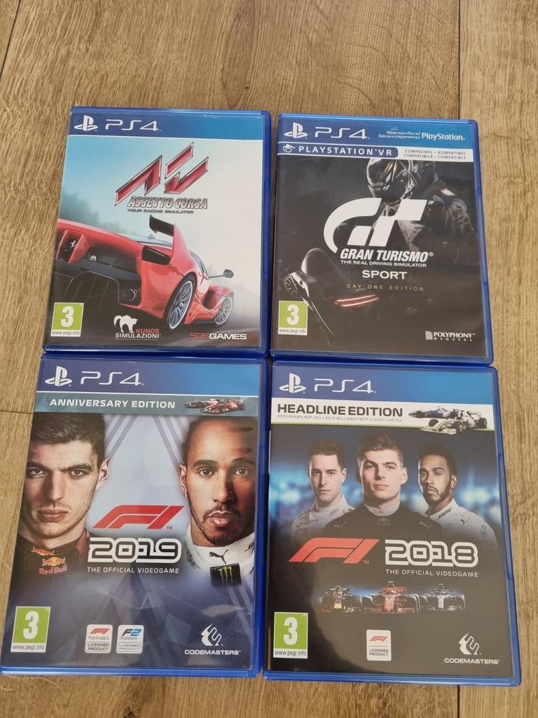 PS4 racegames f1 2018 en 2019 Gran Tourismo Assetto Corsa, Spelcomputers en Games, Ophalen, Online, 1 speler, Racen en Vliegen