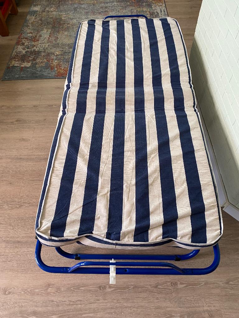 Logeerbed opklapbaar, Ophalen, Eenpersoons, Blauw, 190 cm of minder