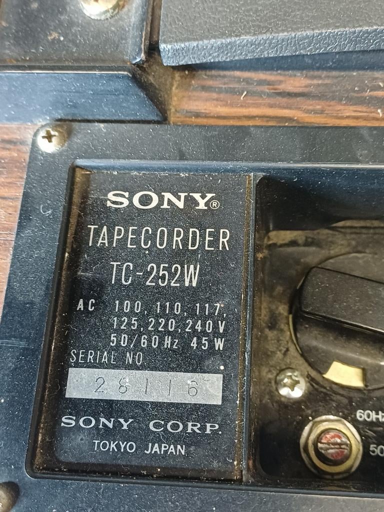 Sony TC-252W Bandrecorder Jaren '60 - Defect/Onderdelen, Ophalen of Verzenden