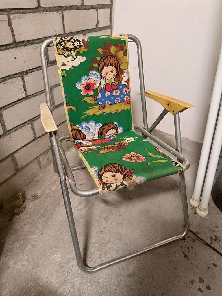 Vintage opvouwbaar campingstoeltje met kinderprint, Ophalen, Gebruikt, Campingstoel