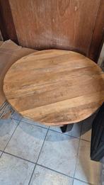Mango Houten Salontafel - Rond met Metalen Onderstel, Huis en Inrichting, Tafels | Salontafels, Gebruikt, 50 tot 100 cm, Industrieel, Landelijk