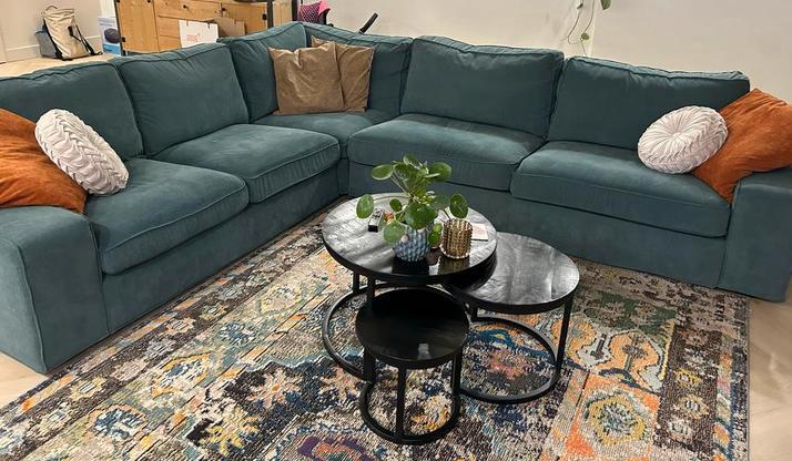 IKEA Kivik Hoekbank Groen Ribstof - Wasbaar & Vervangbaar, Huis en Inrichting, Banken | Bankstellen, Zo goed als nieuw, Hoekbank