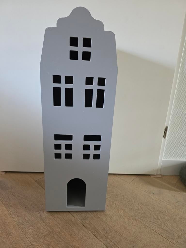 Hema poppenhuis grachtenpand grijs, Ophalen, Zo goed als nieuw, Poppenhuis