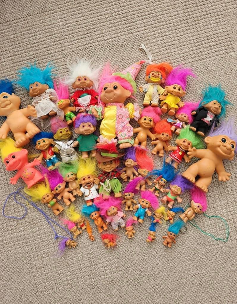 Set van 41 vintage trollen, Ophalen of Verzenden, Zo goed als nieuw