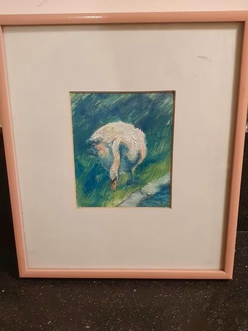 geschilderde zwaan foeragerend op het gras Sharon Smid, Ophalen