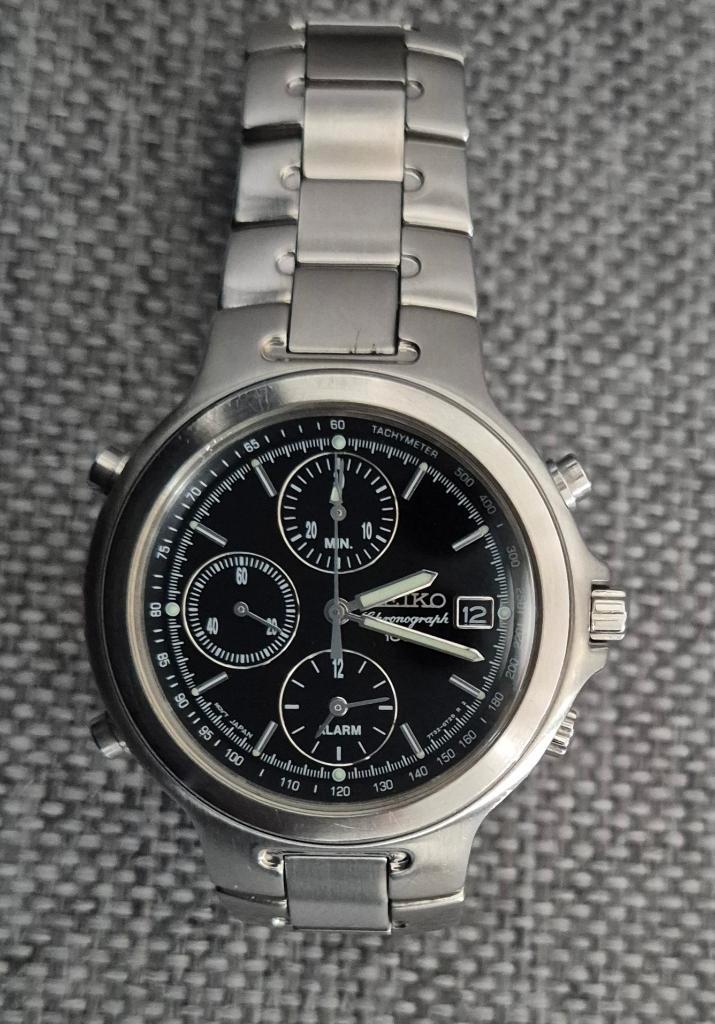 Seiko Chronograph, Sieraden, Tassen en Uiterlijk, Horloges | Heren, Gebruikt, Polshorloge, Seiko, Staal, Staal, Ophalen of Verzenden