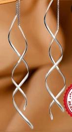 Nieuw spiraal doortrek oorbellen zilver "threaders", Verzenden, Nieuw, Zilver, Zilver