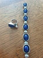 Leuke zware zilveren armband met ring lapislazuli stenen, Sieraden, Tassen en Uiterlijk, Antieke sieraden, Verzenden