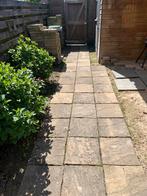 Gratis! Tuintegels 45x45, ongeveer 107 stuks, Tuin en Terras, Tegels en Klinkers, Ophalen, Gebruikt, 10 m² of meer, Beton