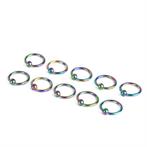 Regenboog chirurgisch stalen piercing ringetjes 1,2 x 12 mm., Ophalen of Verzenden, Nieuw, Staal