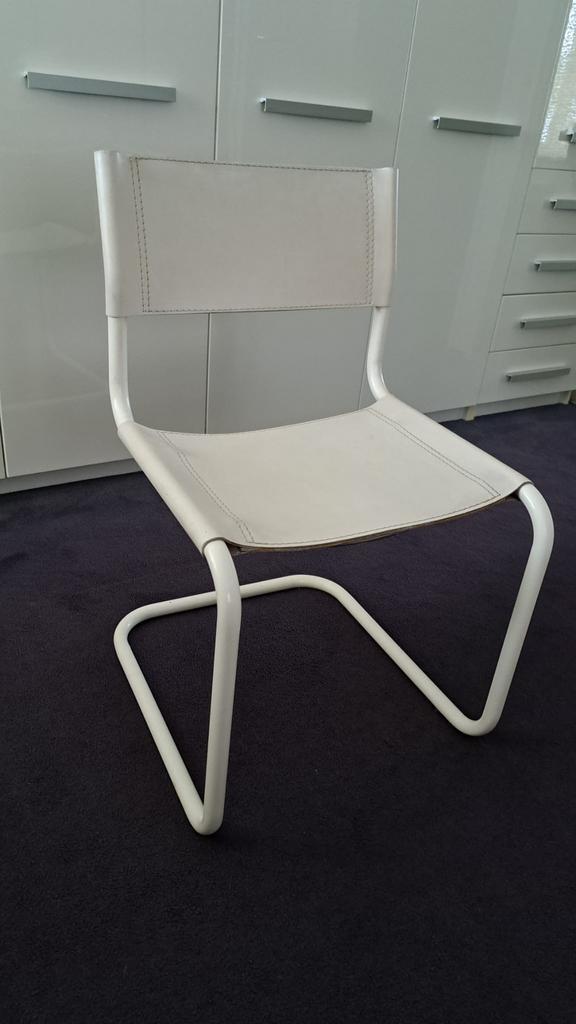 Vintage buisframe stoelen set van 4, Huis en Inrichting, Stoelen, Gebruikt, Vier, Metaal, Wit, Ophalen