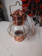 Retro vintage scheepslamp electrisch  koper/ messing/glas, Ophalen of Verzenden