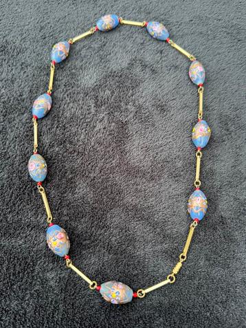Murano-stijl ketting met handgemaakte blauwe glaskralen beschikbaar voor biedingen