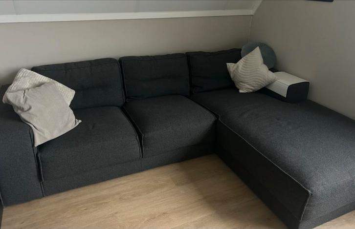 Bank met chaise longue antraciet, Huis en Inrichting, Banken | Bankstellen, Gebruikt, Vierpersoons of meer, Ophalen