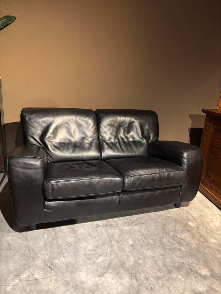 Zwarte Italiaanse Molinari Bank izgs, Huis en Inrichting, Banken | Bankstellen, Gebruikt, Rechte bank, Tweepersoons, 150 tot 200 cm