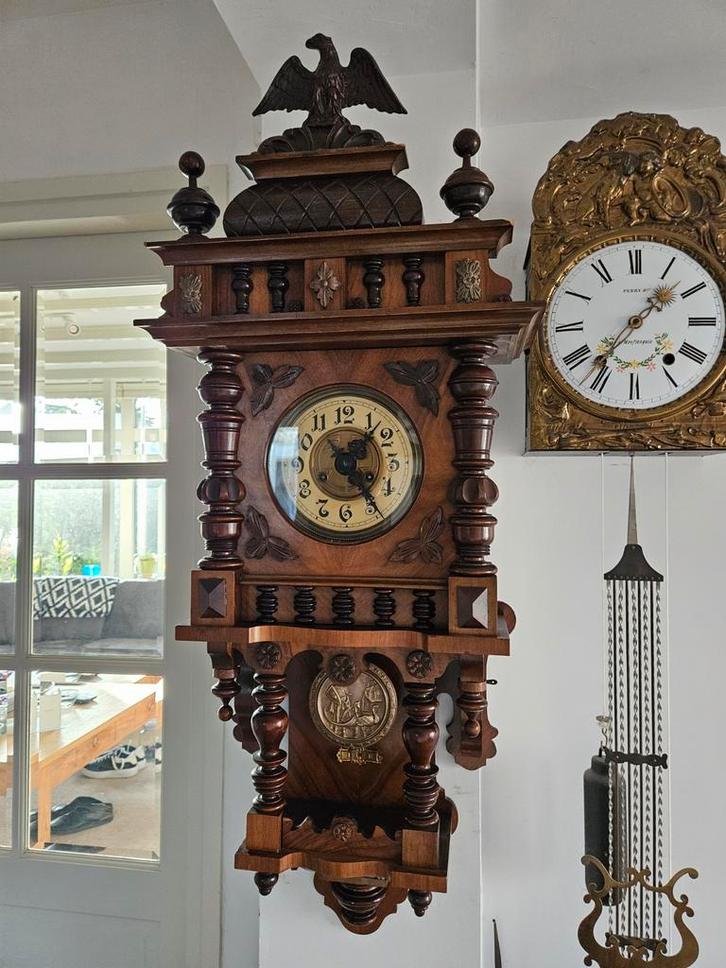 Antieke Duitse Wandklok vrijslinger, Antiek en Kunst, Antiek | Klokken, Ophalen