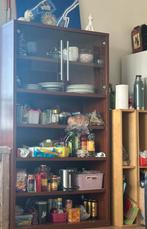 Houten Keukenkast met Glazen Deuren / Wooden Kitchen Storage, Ophalen, 25 tot 50 cm, Minder dan 100 cm