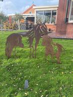 Cortenstaal tuinornament Shetlandpony met veulen, Dierenbeeld, Mijn Staal, Nieuw, Ophalen of Verzenden